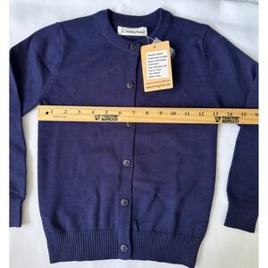 Smiling Pinker Cardigan Sweater Knit Button Front Long Sleeve Navy Blue Size 1-2